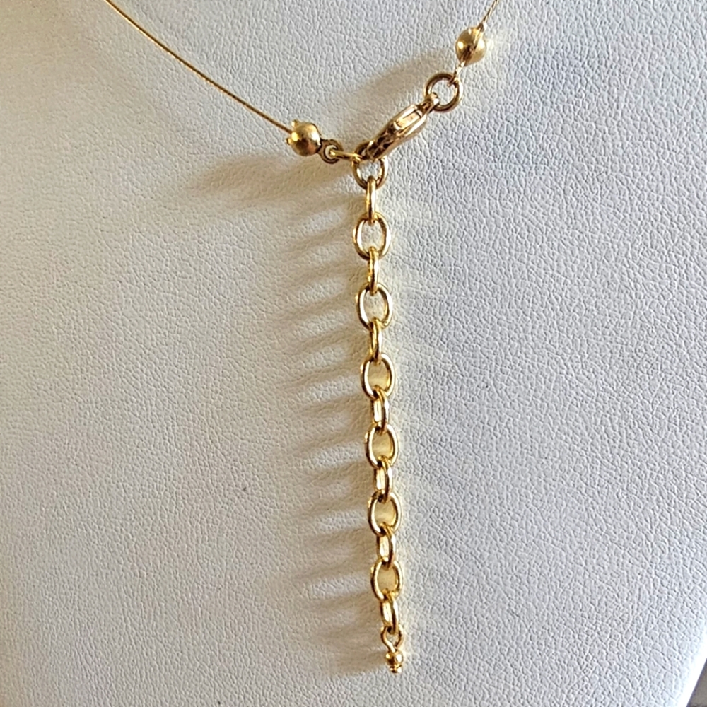 Vintage & Elegant Bezel Solitary CZ Gold Plated Necklace. - Picture 7 of 8